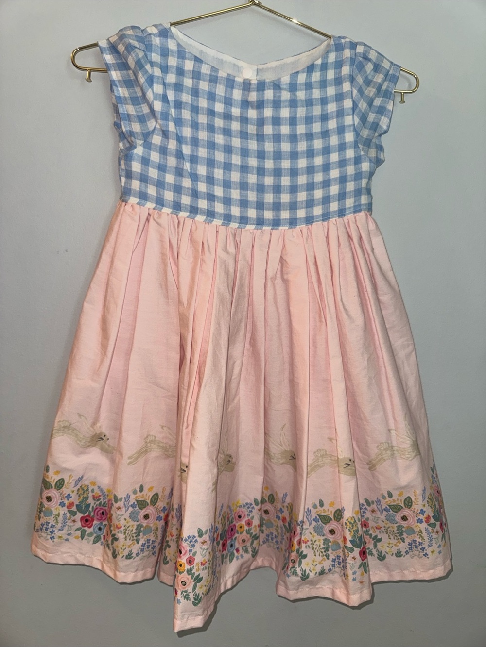 Maddy James Girls Pink & Blue Gingham Floral Dress SIZE 6